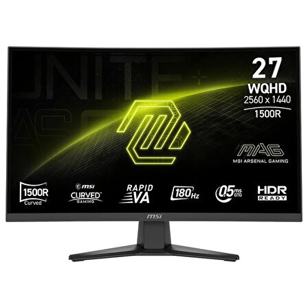 MSI MAG 275CQF E18 27 2560x1440 WQHD 180Hz 0.5ms HDMI DP FreeSync Curve 1500R Gaming Monitör