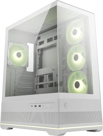 MSI MAG PANO 110R PZ White – Mid-Tower oyun bilgisayarı kasası – 400 mm uzunluğa kadar GPU'ları destekler, çıkarılabilir toz filtresi, USB 20 Gbit/s (Tip C), Back-Connect-ATX ve Micro-ATX