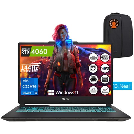 Msı Cyborg 15 I7-13620H 32GB Ram 4tb SSD RTX4060 15.6" Fhd IPS 144Hz W11 Taşınabilir Bilgisayar