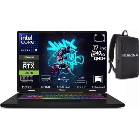 MSI Msı Crosshair 17 Hx Aı Ultra 9 275HX D2XWGKG-017TR-04 48GB 2tb RTX5070 8gb W11HOME 17" Wqxga Gaming Laptop & D2XWGKG017TRK04
