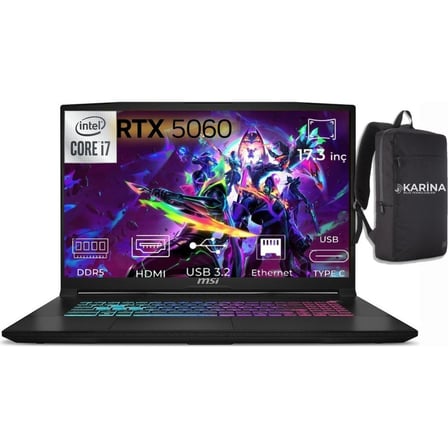 MSI Msı Katana 17 Hx I7-14650HX B14WFK-215XTR-00 32GB 1tb RTX5060 8gb Freedos Taşınabilir Bilgisayar 17.3" Qhd Taşınabilir Bilgisayar & B14WFK215XTRK00