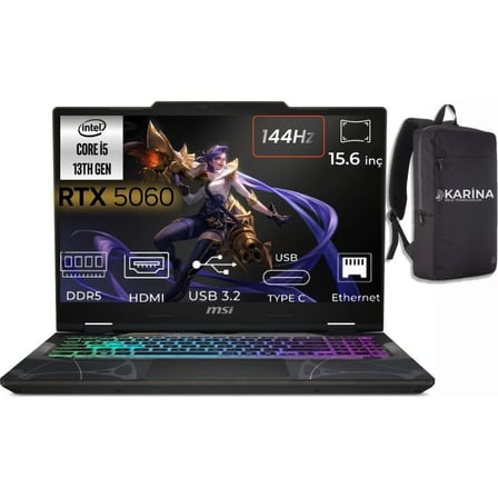 MSI Msı Cyborg 15 Intel Core I5 13420H B13WFKG-491XTR-06 24GB 1tb Rtx 5060 8gb Freedos 15.6 Inç Full Hd 144Hz Ips-Level Gaming Laptop & B13WFKG491XTRK06