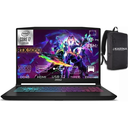 MSI Msı Katana 15 Hx I7-14650HX B14WFK-817XTR-K09 64GB 2tb RTX5060 8gb Freedos 15.6" Qhd 165Hz Gaming Laptop & B14WFK817XTRK09