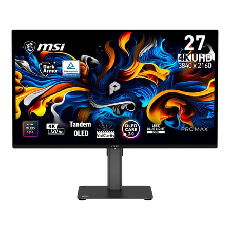MSI PRO MAX 271UPX12G 26.5 3840x2160 4K UHD 120Hz 0.03 ms HDMI DP Type-C Vesa Display HDR True Black 400 AMD FreeSync Premium Pro QD-OLED Monitör