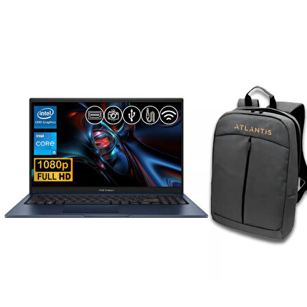 Asus Vivobook 15  i5-1334U 8GB 512GB M.2 SSD X1504VA-NJ2405 ATL42 15.6" Fdos Notebook +çanta