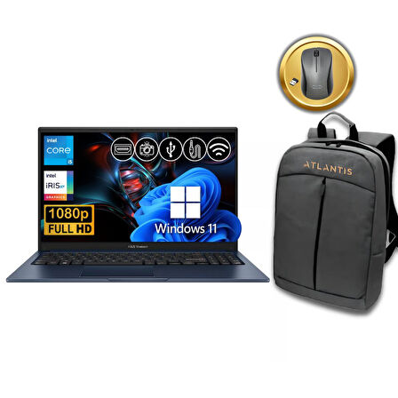 Asus Vivobook 15  i5-1334U 16GB 128 GB M.2 SSD X1504VA-NJ2405 ATL105 15.6" W11Pro Notebook +Çanta&Mouse