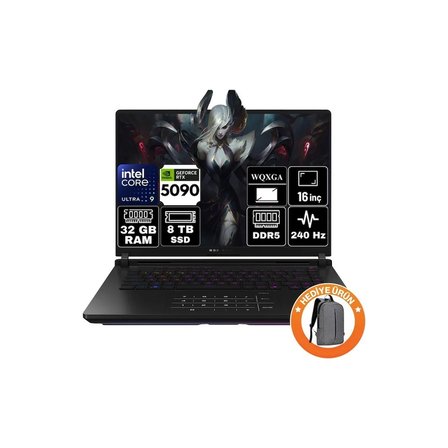 Asus Rog Strix Scar 16 Intel Core Ultra 9 275HX 32GB 8tb SSD RTX5090 24GB Freedos 16" 2.5k 240Hz Wqxga Taşınabilir Bilgisayar G635LX-RW144-A5