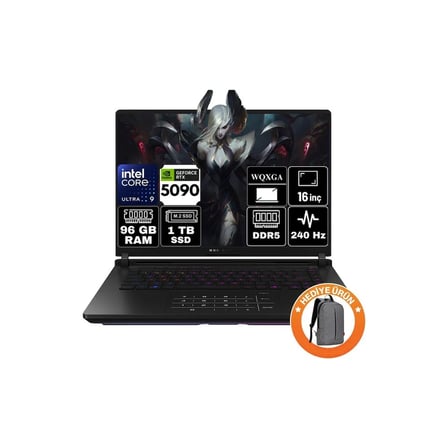 Asus Rog Strix Scar 16 Intel Core Ultra 9 275HX 96GB 1tb SSD RTX5090 24GB Freedos 16" 2.5k 240Hz Wqxga Taşınabilir Bilgisayar G635LX-RW144-A22