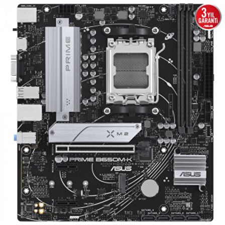 Asus B650M-K AMD B650 AM5 DDR5 6400 MHz Masaüstü Anakart