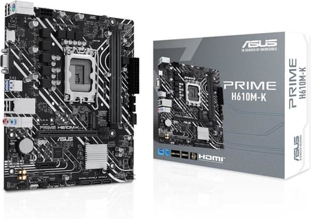 ASUS PRIME H610M-K Intel H610 LGA1700 DDR5 5600 HDMI VGA M2 USB3.2 mATX 96GB’a kadar RAM desteği, ASUS 5X PROTECTION III Outlet