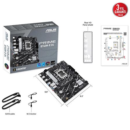 ASUS PRIME B760M-R D4 INTEL B760 Soket 1700 5333Mhz DDR4 2xM.2 mATX Anakart