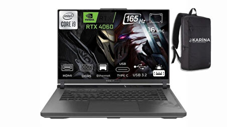 Asus ROG Strix G16 G614JVR-N3096 Intel Core i9 14900HX 16GB 512GB SSD RTX4060 Freedos 16" FHD Taşınabilir Bilgisayar