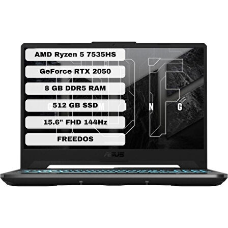 Asus TUF Gaming A15 FA506NF-HN004 AMD Ryzen 5 7535HS 8GB 512GB SSD RTX2050 Freedos 15.6" FHD Taşınabilir Bilgisayar