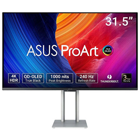 ASUS ProArt OLED PA32UCDM 31.5 inç 240Hz 0.1ms 4K UHD Adaptive Sync QD-OLED Pivot Monitör
