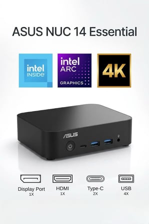 ASUS NUC14 Intel N97 16GB RAM DDR5 2TB SSD WiFi 6E 2.5G LAN VESA FreeDOS MINI PC NUC14MNK97 A8