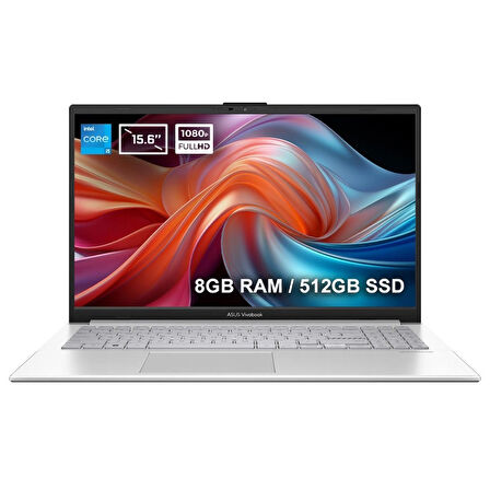 ASUS Vivobook X1504VA-NJ1423 Intel Core i5-1355U 8GB DDR4 512GB SSD 15.6 inç 60Hz Full HD FreeDos Laptop