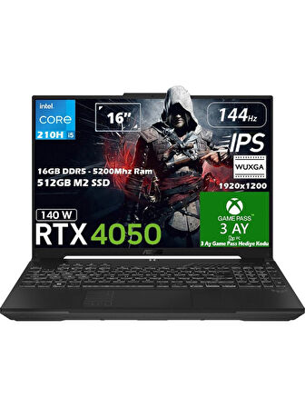 Asus FX607VU-RL144-Gaming Intel Core 5 16GB 512GB SSD NVIDIA GeForce RTX 4050 6GB 16" WUXGA Freedos