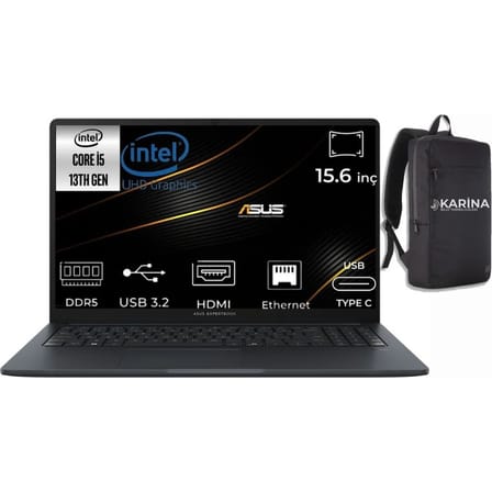 Asus Expertbook I5-1334U B1503CVA-I58G512B1D-07 16GB 1tb Intel UHD Graphics Freedos 15.6" Fhd Taşınabilir Bilgisayar