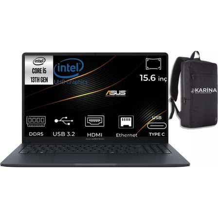 Asus Expertbook I5-1334U B1503CVA-I58G512B1D-41 8gb 2tb Intel UHD Graphics Windows 11 Pro 15.6" Fhd Taşınabilir Bilgisayar