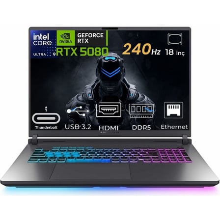 Asus Rog Strix G18 Ultra 9 275HX G815LW-S9128-02 64GB 1tb RTX5080 16GB Freedos 18" Wqxga Taşınabilir Bilgisayar