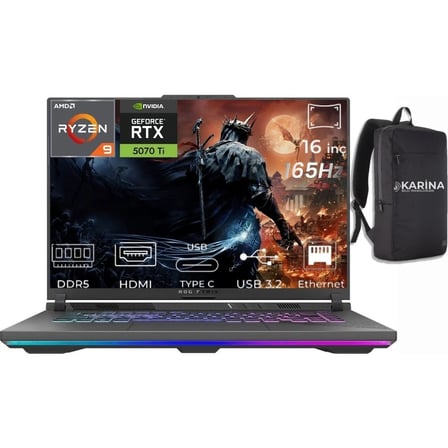 Asus Rog Strix G16 Ryzen 9 8940HX G614PR-RV050-K19 32GB 4tb+4tb RTX5070TI 12GB Freedos 16" 165Hz Wuxga Gaming Laptop