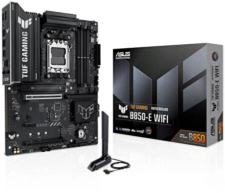 ASUS TUF GAMING B850-E WIFI AMD B850 AM5 DDR5 8000 DP HDMI 3x M2 USB3.2 WiFi 6E + BT AURA RGB 2.5Gbit LAN ATX 256GB’a kadar ram desteği, 8+2+1 Güç Aşa