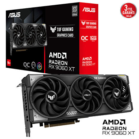 ASUS TUF Gaming AMD Radeon RX 9060XT 16GB TUF-RX9060XT-O16G-GAMING GDDR6 128Bit DX12 Gaming (Oyuncu) Ekran Kartı
