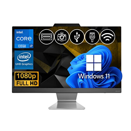 Asus  I7-1355U 24GB DDR5 2TB M.2 SSD 23.8" IPS W11Pro AIO BilgisayarA3402WBAK-I716512B0D ATL23