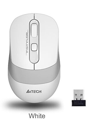 A4Tech FG10 Kablosuz Optik Mouse - Beyaz-Gri