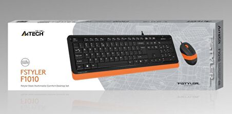 A4 TECH F1010 Q Türkçe USB Multimedya Turuncu Klavye+ Mouse