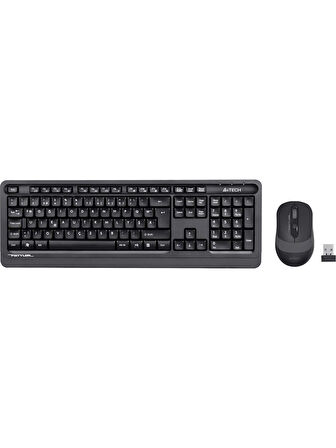 A4Tech FG1010 Kablosuz Q Trk Optic Mouse Siyah/Gri Multimedya Klavye - Mouse Set