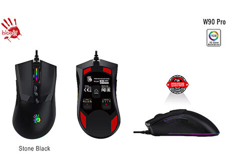A4 TECH BLOODY W90 Pro 16K CPI Optik RGB Kablolu Gaming Mouse Siyah