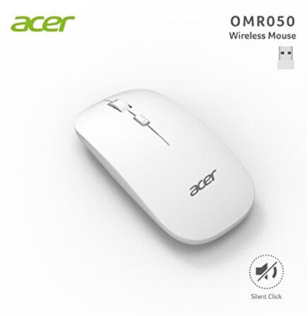 Acer Omr050 Beyaz Kablosuz Sessiz Tuşlu  Mouse 1000-1200-1600 DPI
