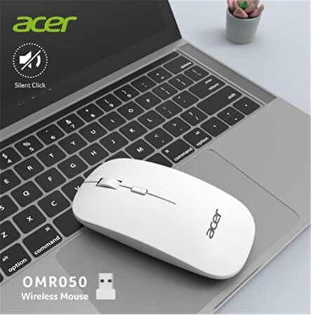 Acer Omr050 Beyaz Kablosuz Sessiz Tuşlu  Mouse 1000-1200-1600 DPI