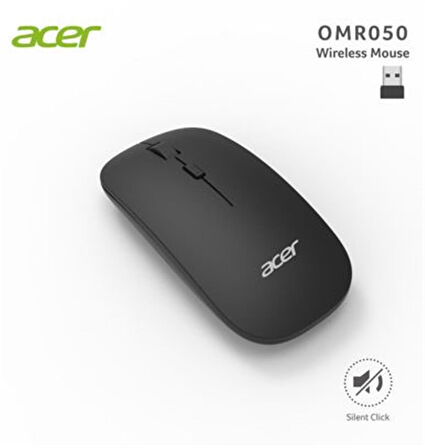 Acer Omr050 Siyah Kablosuz Sessiz Tuşlu  Mouse 1000-1200-1600 DPI
