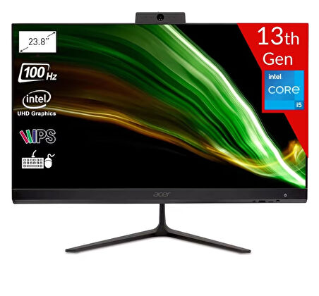 ACER C24-2YE Intel Core i5-1334U 8GB 512GB SSD Intel UHD Graphics Linux 23.8 FHD IPS 100Hz DQ.BN1EM.001 Siyah All in One Bilgisayar