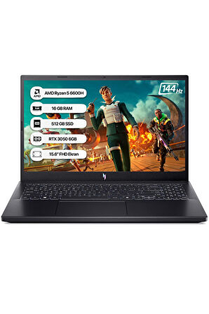 Acer Nitro V15 NH.QSHEY.005-16 Ryzen5-6600H 16GB 512GB SSD RTX3050-6GB 15.6" 165Hz Freedos Taşınabilir Bilgisayar