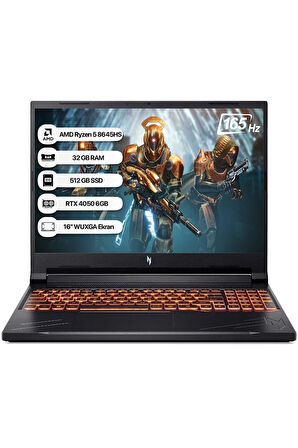 Acer Nitro V16 NH.QRVEY.004-32 R5 8645HS 32GB 512GB SSD RTX4050-6GB Freedos 165Hz 16'' Taşınabilir Bilgisayar