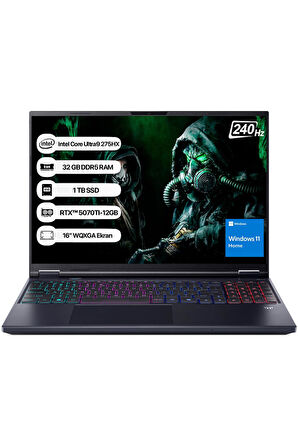 Acer Predator Helios Neo 16 NH.QX2EY.002 Core Ultra 9 275HX 32GB 1TB SSD RTX5070TI-170W 16" WQXGA 240Hz W11H Taşınabilir Bilgisayar 