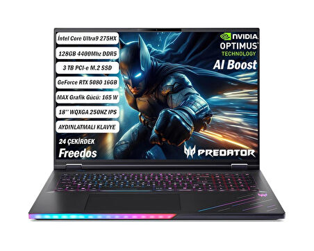 Acer Predator PH18-73 Core Ultra9 275HX 128 GB 3tb RTX5080 18''wqxga IPS 250Hz Freedos NH.QVZEY.001*