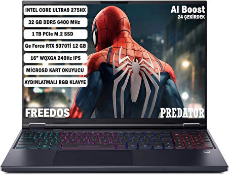 Acer Predator PHN16-73 Core Ultra9 275HX 32GB 1tb RTX5070Tİ-12GB 16'' Wqxga IPS Fdos NH.QX4EY.002