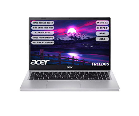 ACER Aspire AG15-71P İNTEL CORE İ5 1334U 8GB 512GB SSD 15,6'' FHD IPS FREEDOS NX.JDCEY.001