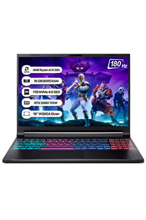 Acer Nitro 16S NH.QXUEY.001 Ryzen AI 9 365 16GB 1TB SSD RTX5060-115W 180Hz 16 WQXGA Dos Taşınabilir Bilgisayar
