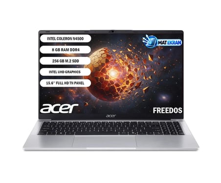 Acer Aspire Lite Intel Celeron N4500 8GB 256GB FDOS 15.6" NX.DHFEY.001 Taşınabilir Bilgisayar
