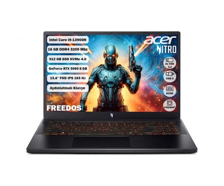ACER ANV15-52I9-13900H 16 GB Ram 512 GB SSD RTX 5060 15.6" FHD IPS 165 Hz FREEDOS NH.QZ8EY.004
