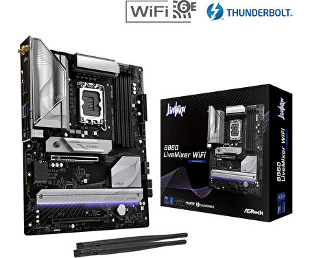 Asrock B860 Live Mixer WiFi LGA1851 DDR5 8666MHz+(OC) ATX Gaming (Oyuncu) Anakart