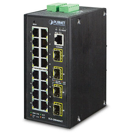 Planet PL-IGS-20040MT 16 Port 1000T 4 Port SFP L2+ Endüstriyel Yönetilebilir Switch