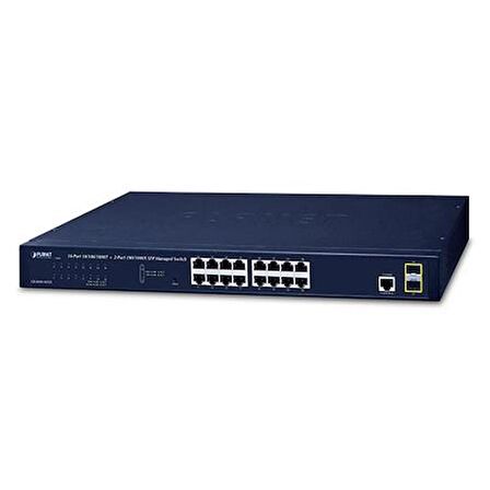 Planet PL-GS-4210-16T2S 16 Port 10/100/1000Base-T 2 SFP Yönetilebilir Rack Mount Switch