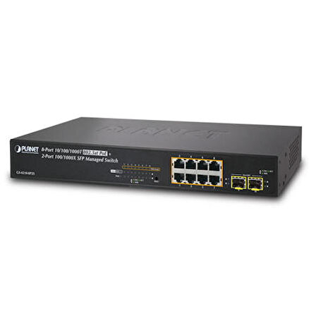 Planet PL-GS-4210-8P2S 8 Port Gigabit PoE 2 Port SFP 120W PoE Yönetilebilir Switch