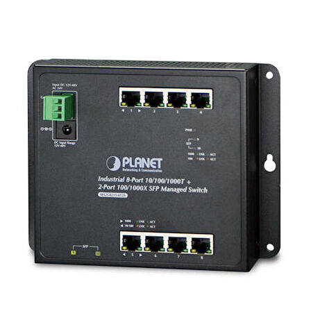 Planet PL-WGS-4215-8T2S 8 Port 10/100/1000T 2 Port 1000X SFP L2 L4 Endüstriyel Duvar Tipi Switch